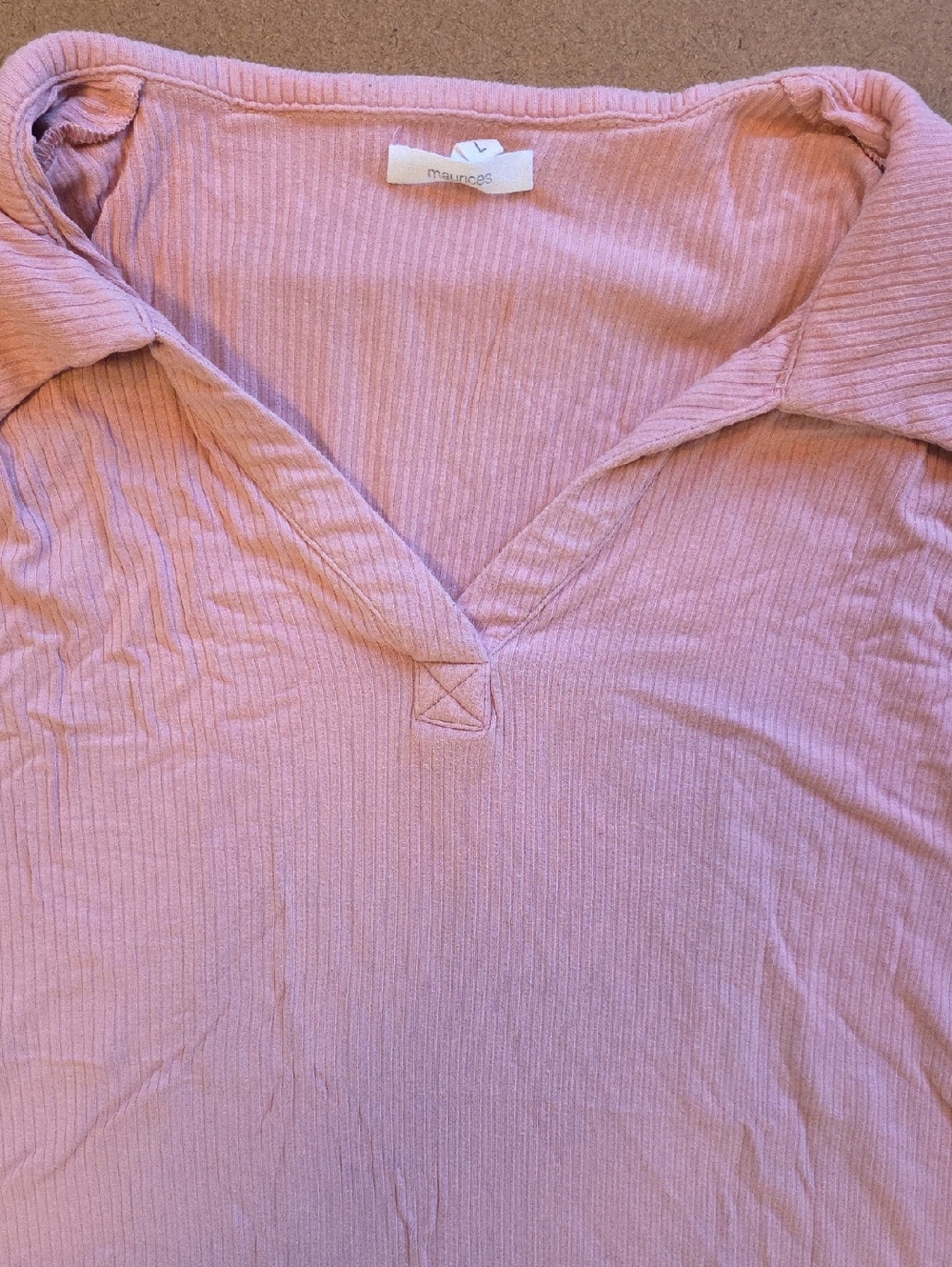 Maurices Dusty Rose Ribbed V-Neck Polo